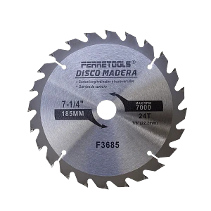 Disco Corte Sierra Madera Carburo DMD724 185mm 24T 22,2mm 7-1/4 
