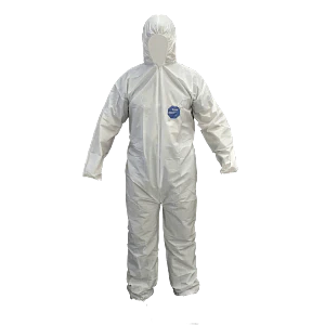 Buzo Desechable Talla L Blanco con Cierre y Gorro Polipropileno