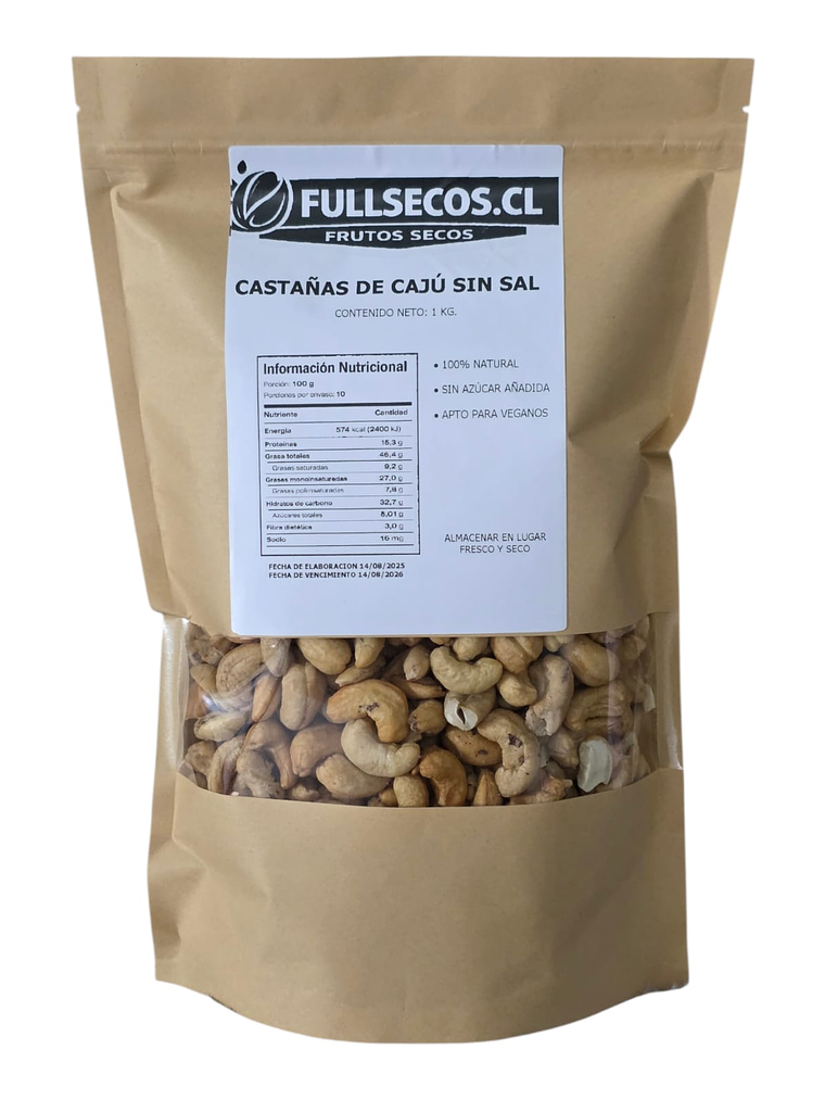Castañas de Caju sin Sal 1 Kilo. 1