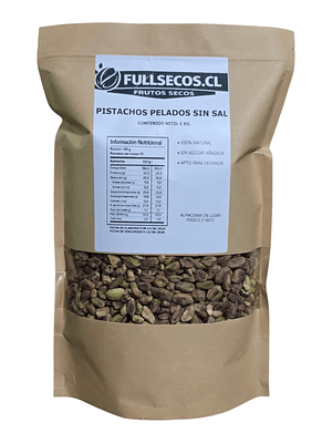 Pistachos Pelados sin Sal 1 Kilo.