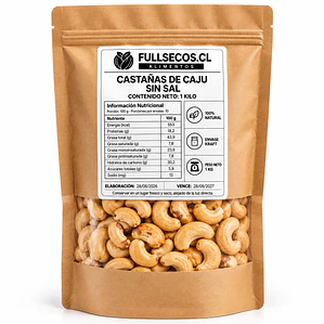 Castañas de Caju sin Sal 1 Kilo.