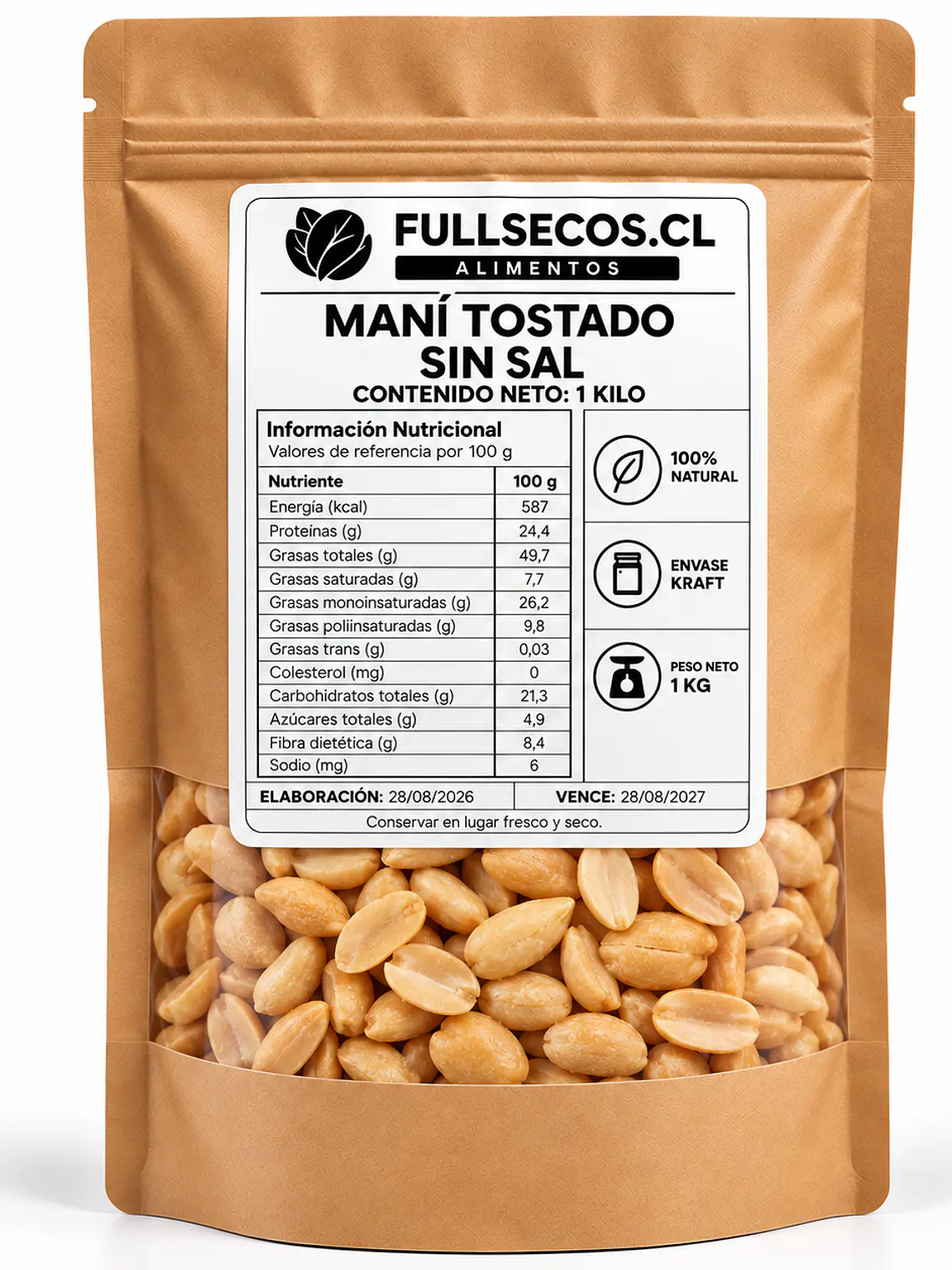 Maní Tostado sin Sal 1 Kilo. 1