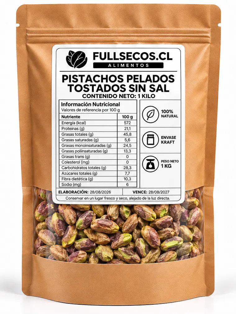 Pistachos Pelados sin Sal 1 Kilo. 1