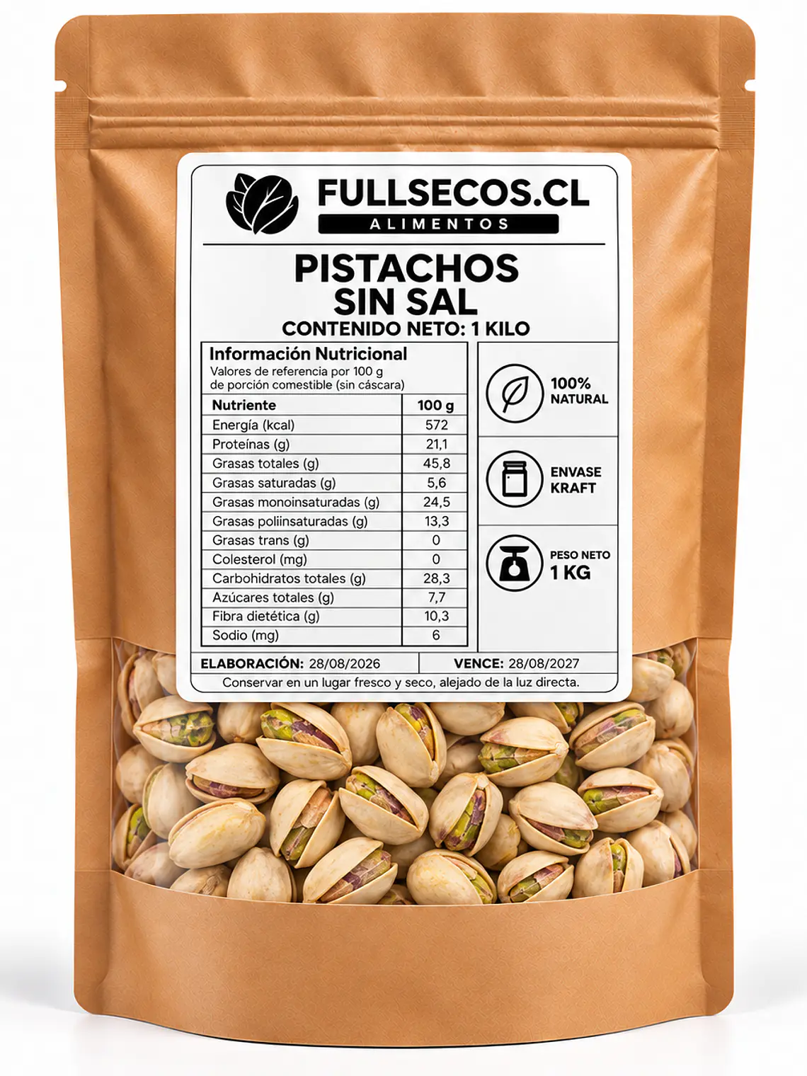 Pistachos sin Sal 1 Kilo. 1