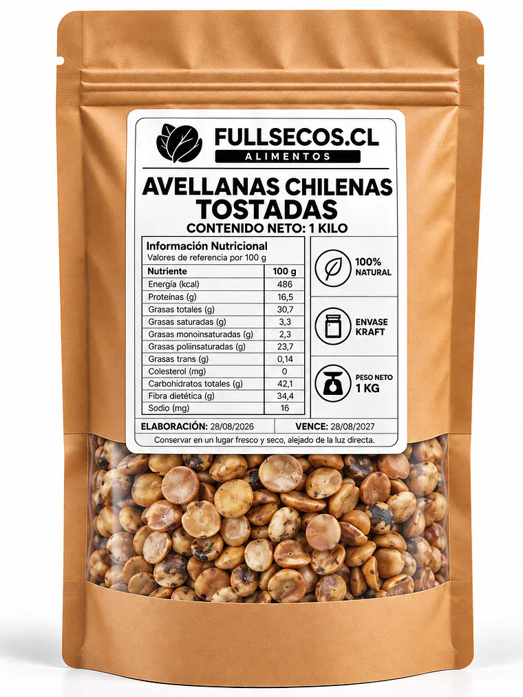 Avellanas Chilenas Tostadas 1 Kilo 1