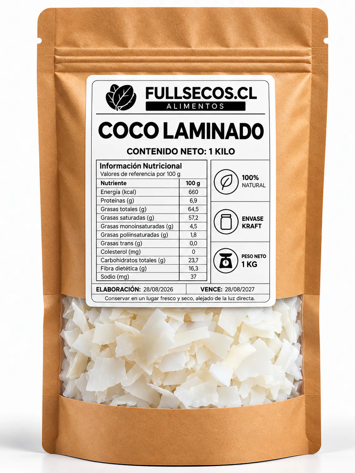 Coco Laminado Natural 1 Kilo. 1