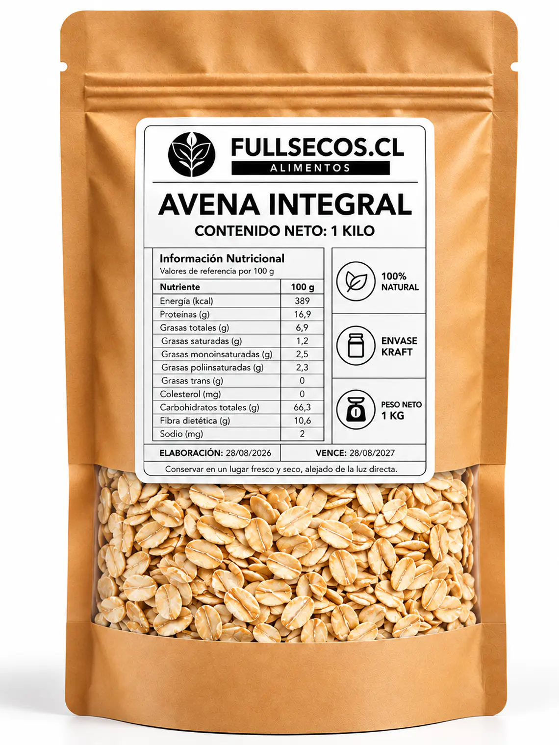 Avena Integral 1 Kilo. 1