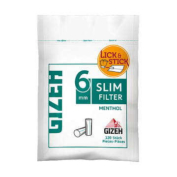 Filtros Gizeh Menthol Slim con Pegamento 6mm