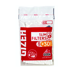 Filtros Gizeh Slim Rojo con pegamento (120+30) 6mm