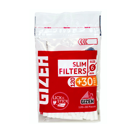 Filtros Gizeh Slim Rojo con pegamento (120+30) 6mm