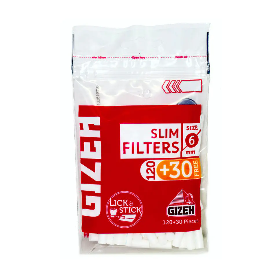 Filtros Gizeh Slim Rojo con pegamento (120+30) 6mm 1