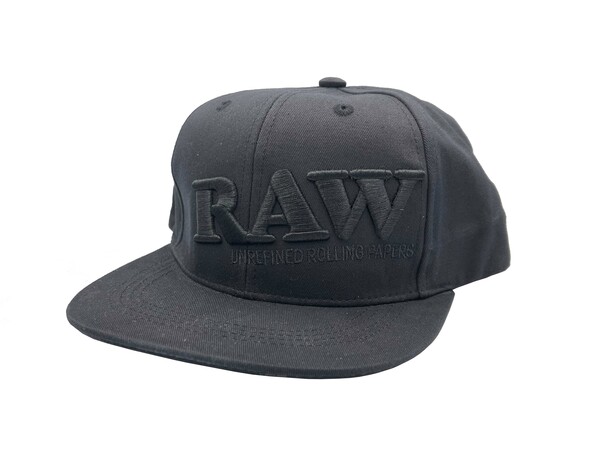 Raw Baseball Cap Flat Brim Snapback Black