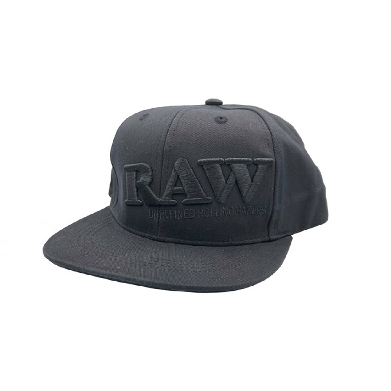 Raw Baseball Cap Flat Brim Snapback Black  1