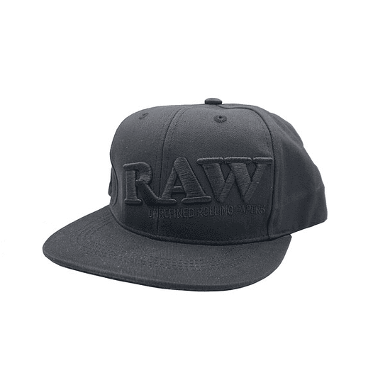 Raw Baseball Cap Flat Brim Snapback Black  1