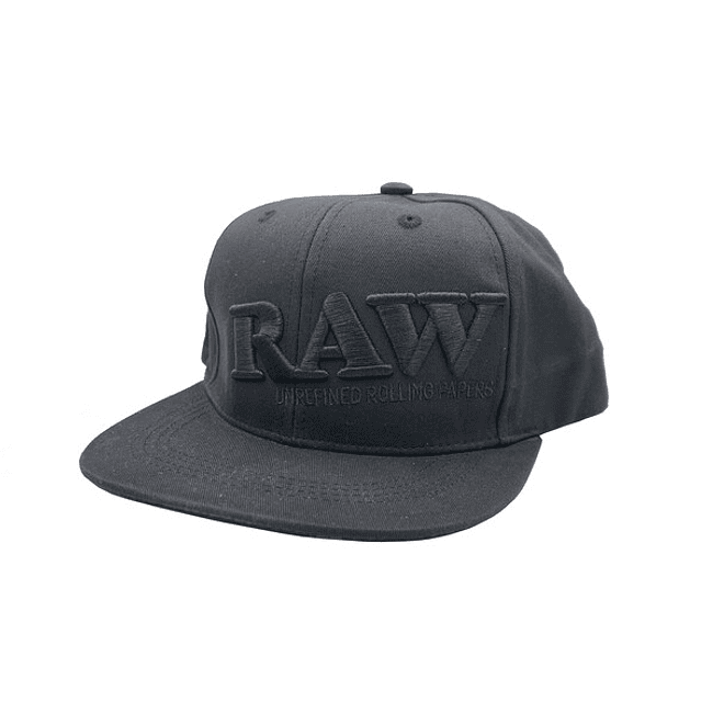 Raw Baseball Cap Flat Brim Snapback Black  1