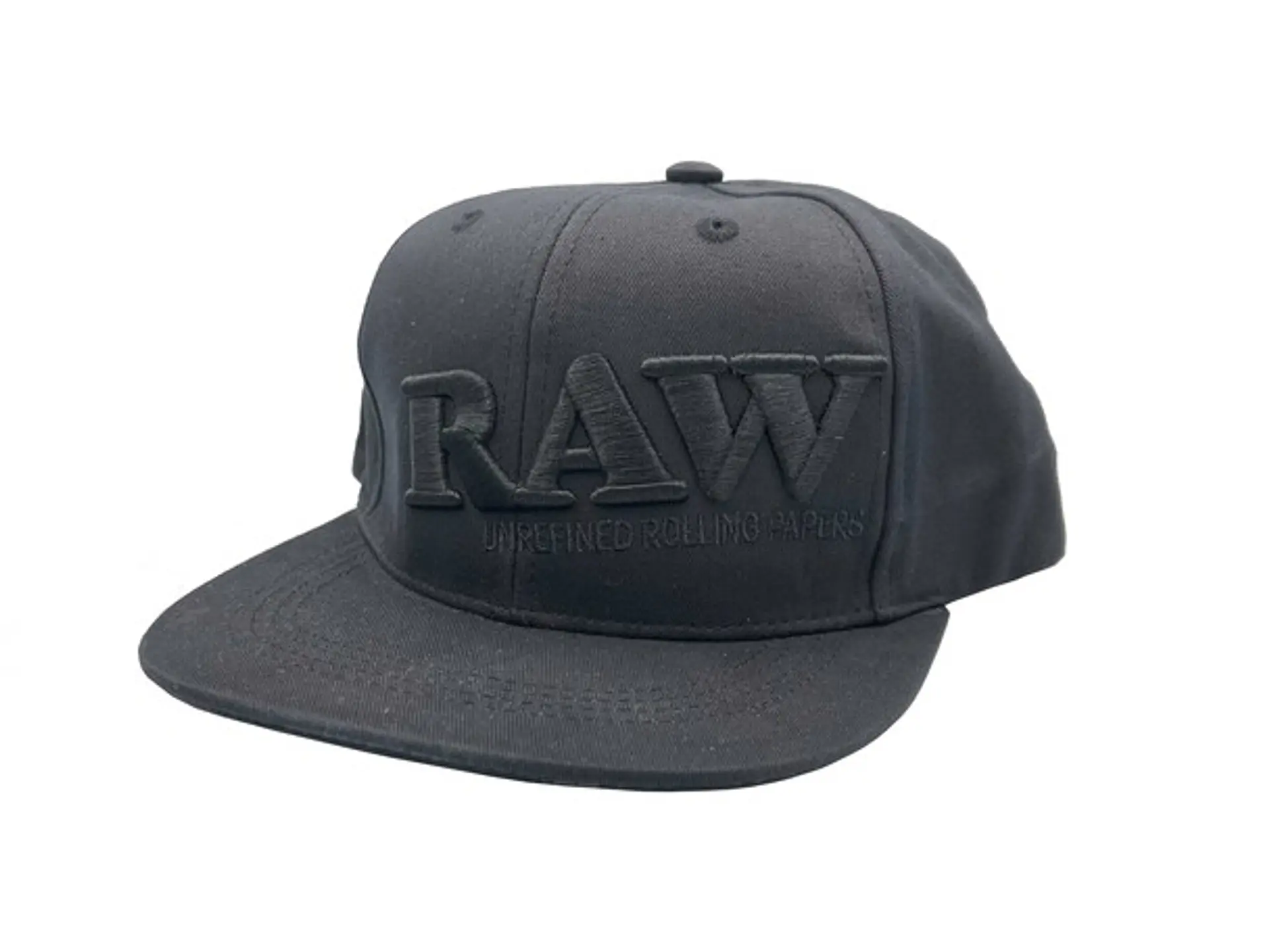 Raw Baseball Cap Flat Brim Snapback Black  1
