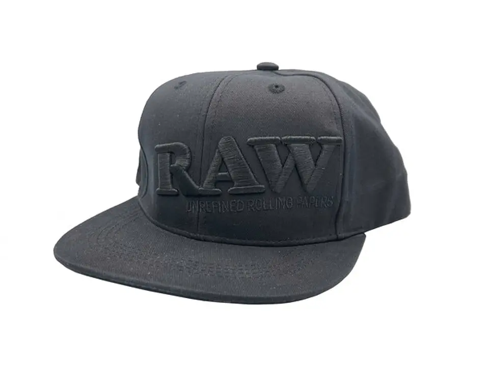 Raw Baseball Cap Flat Brim Snapback Black  1