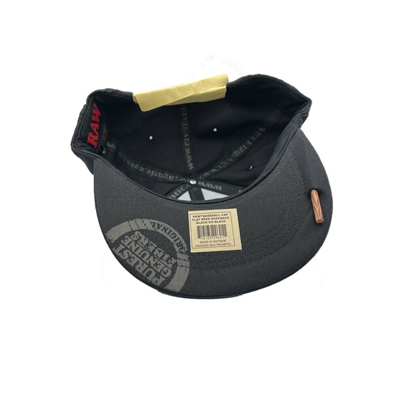 Raw Baseball Cap Flat Brim Snapback Black  2