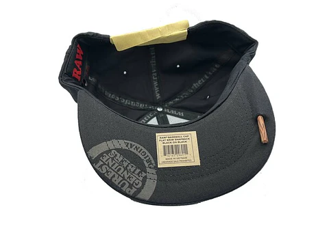 Raw Baseball Cap Flat Brim Snapback Black 