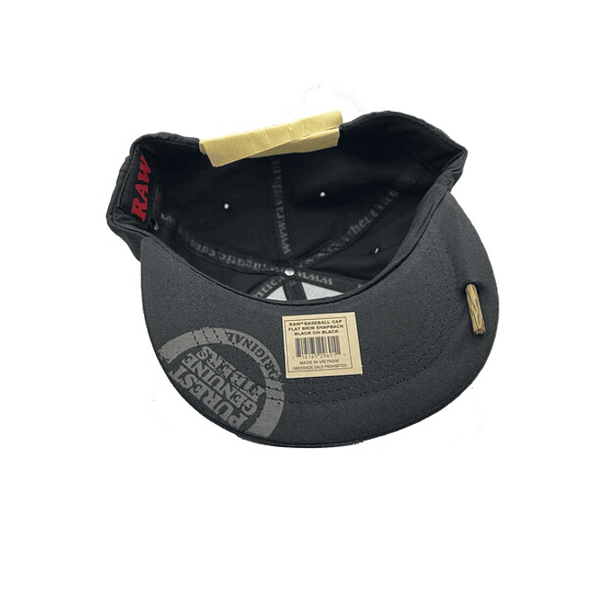 Raw Baseball Cap Flat Brim Snapback Black  2