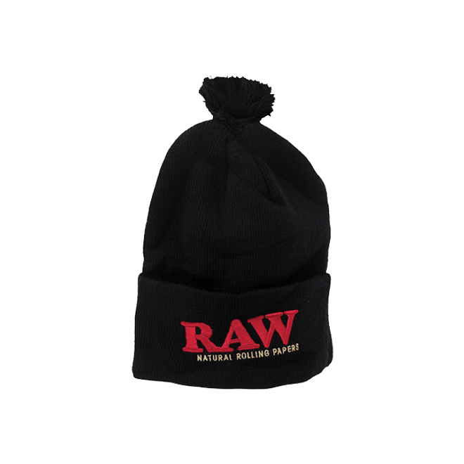Raw Pompom Hat Black 1