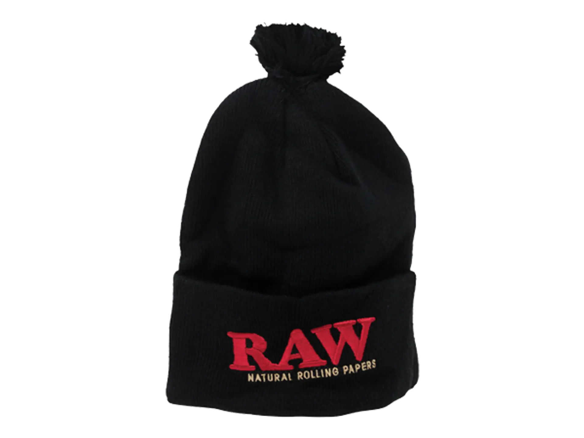 Raw Pompom Hat Black 1