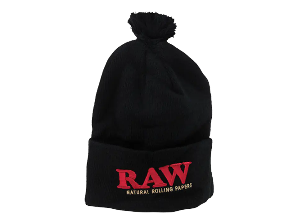 Raw Pompom Hat Black 1