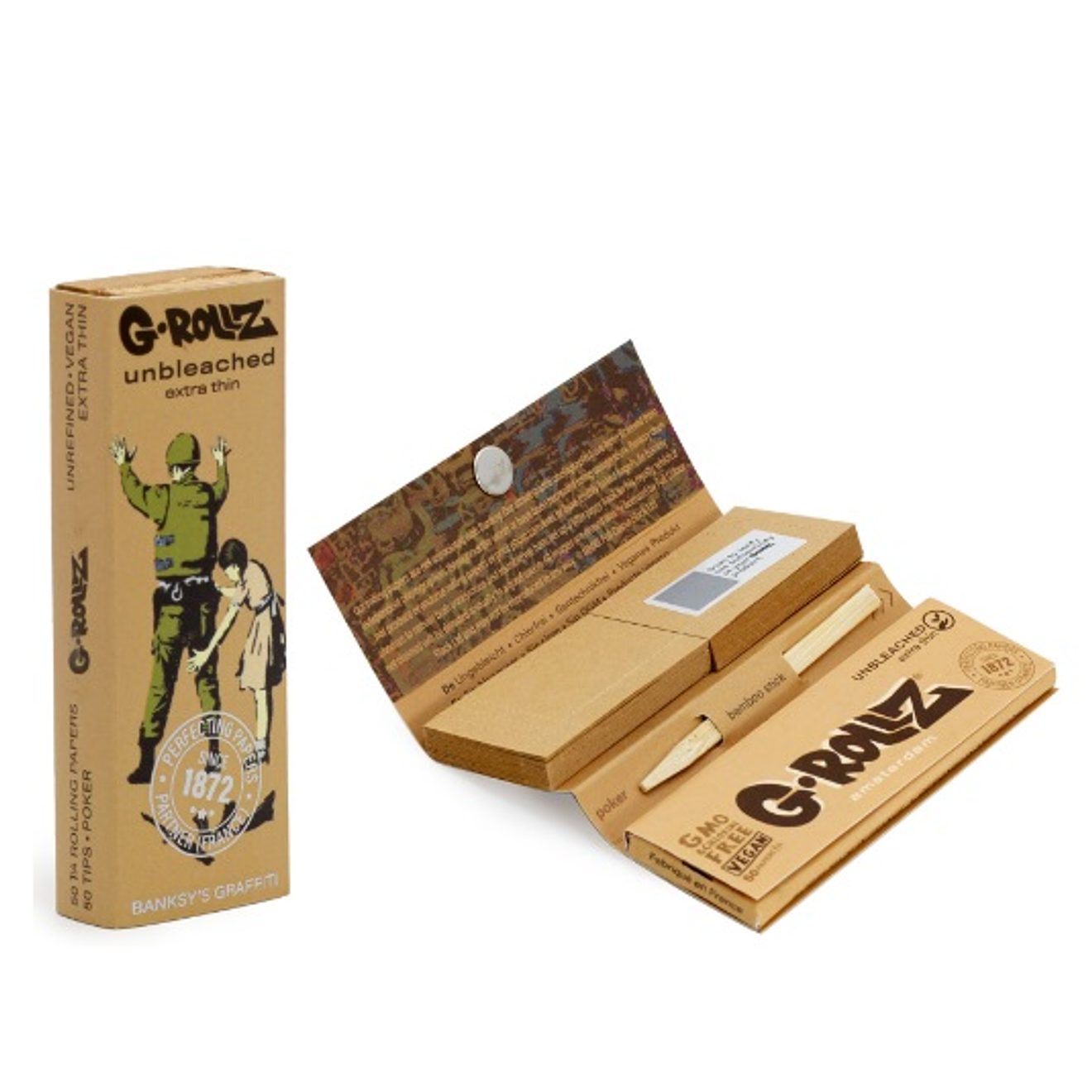 G-Rollz Papelillos Unbleached Extra Thin 1 1/4 + Tips  2