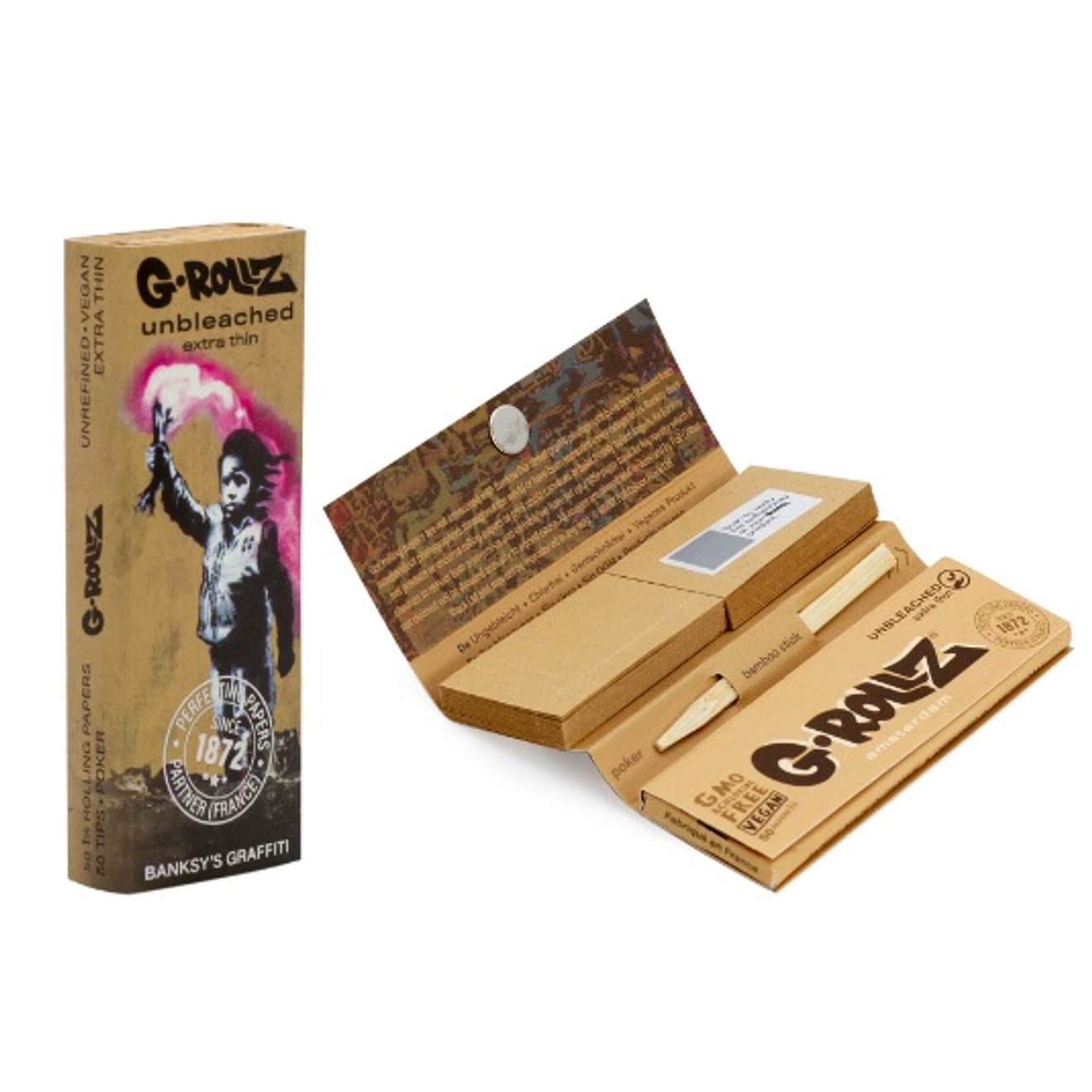 G-Rollz Papelillos Unbleached Extra Thin 1 1/4 + Tips  3