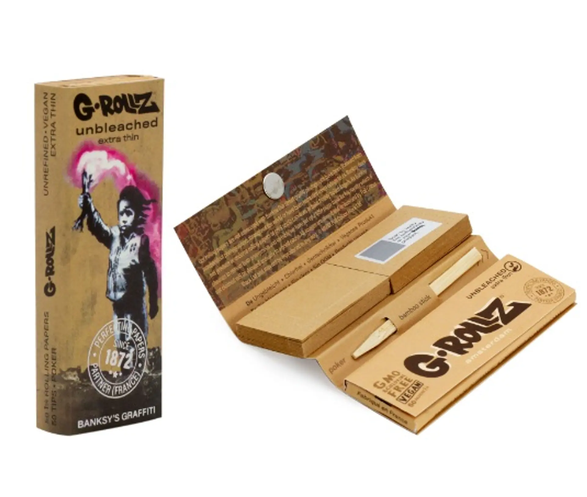G-Rollz Papelillos Unbleached Extra Thin 1 1/4 + Tips  3