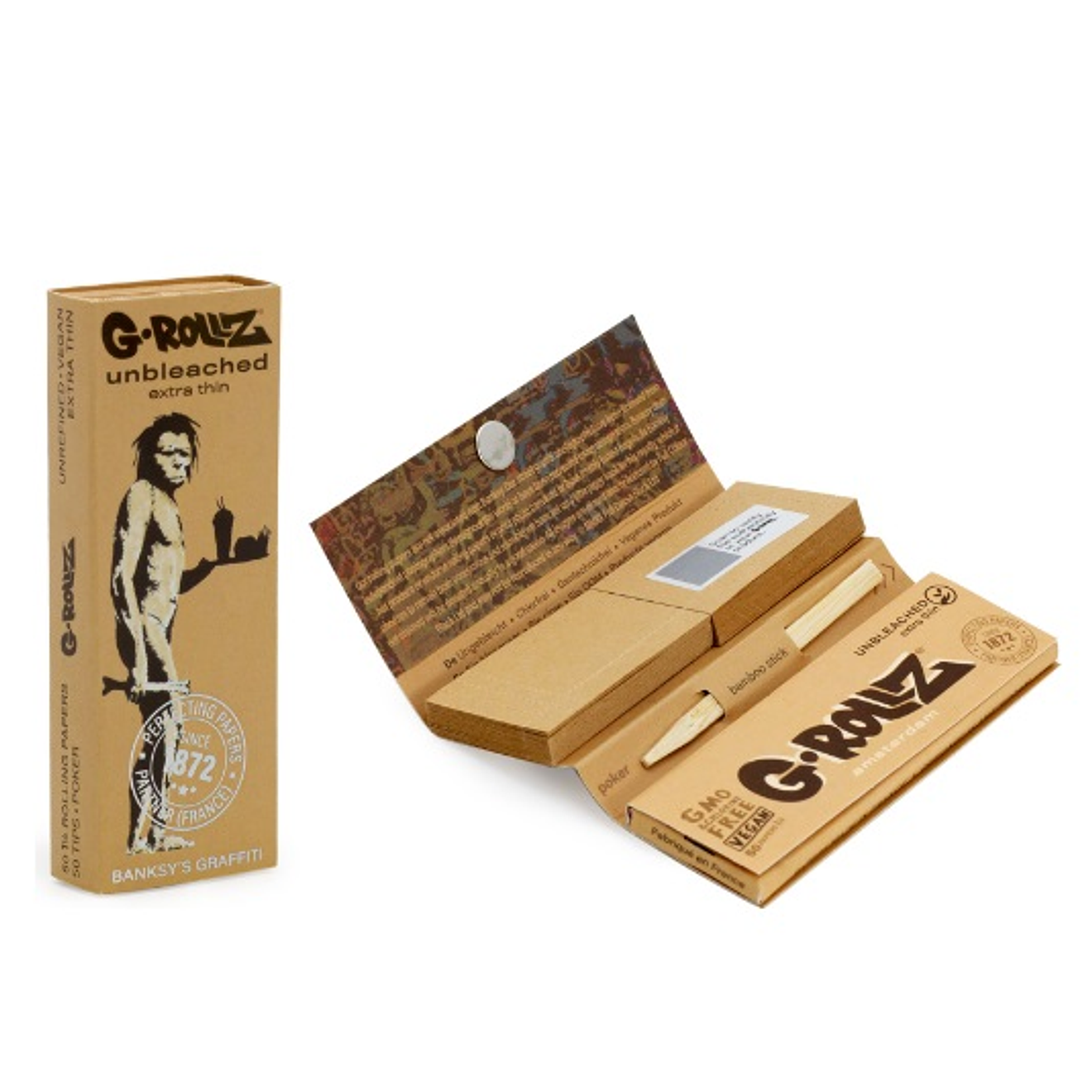 G-Rollz Papelillos Unbleached Extra Thin 1 1/4 + Tips  4