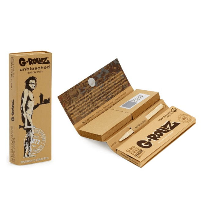 G-Rollz Papelillos Unbleached Extra Thin 1 1/4 + Tips  4