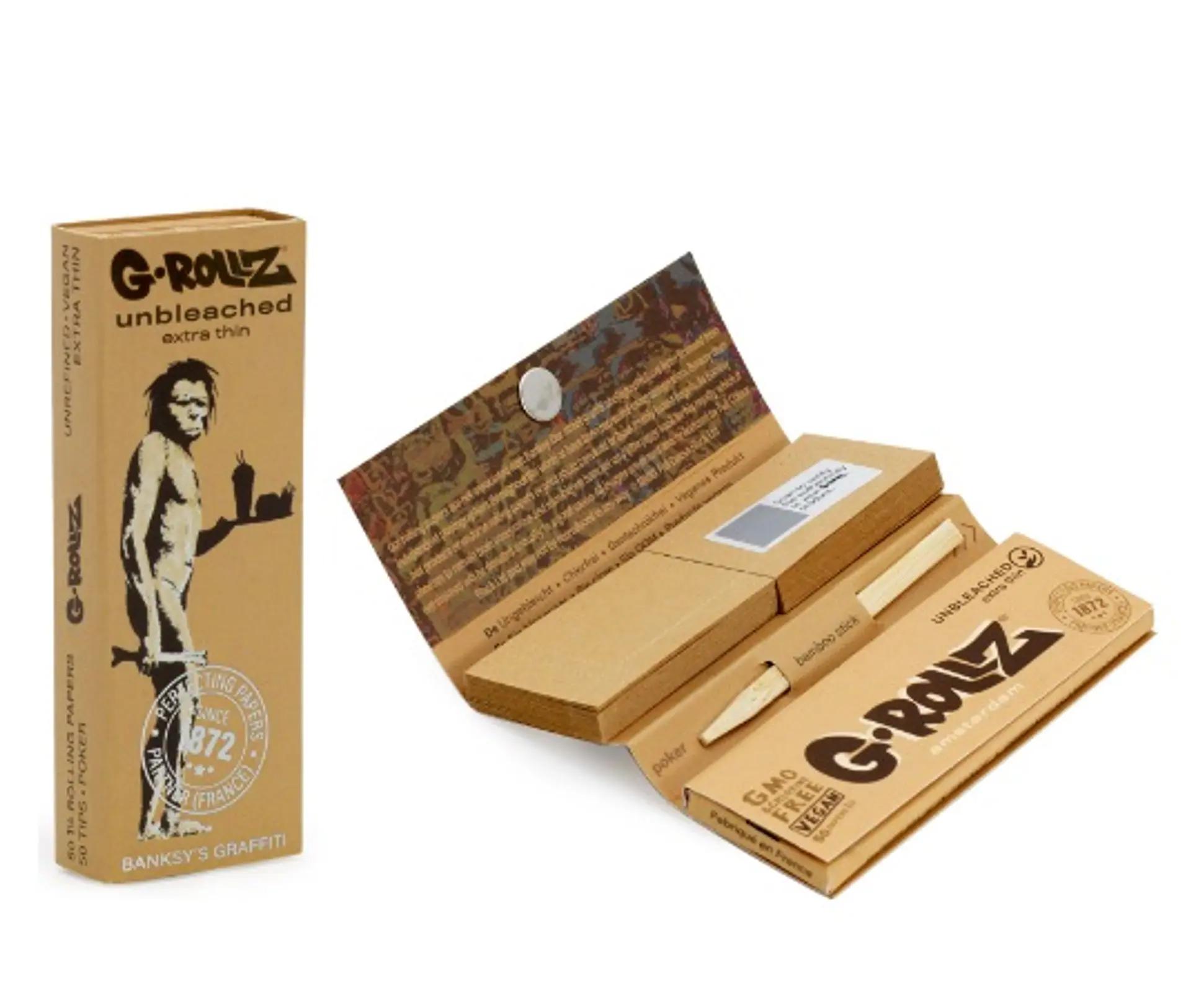 G-Rollz Papelillos Unbleached Extra Thin 1 1/4 + Tips  4