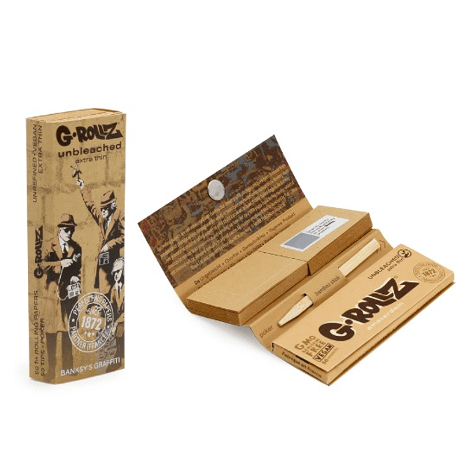 G-Rollz Papelillos Unbleached Extra Thin 1 1/4 + Tips  5