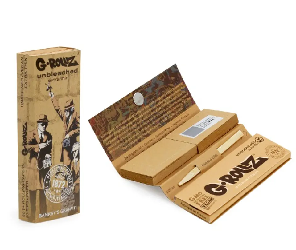 G-Rollz Papelillos Unbleached Extra Thin 1 1/4 + Tips  5