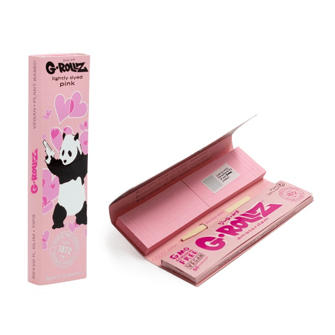 G-Rollz Papelillos King Size Lightly Dyed Pink + Tips  2
