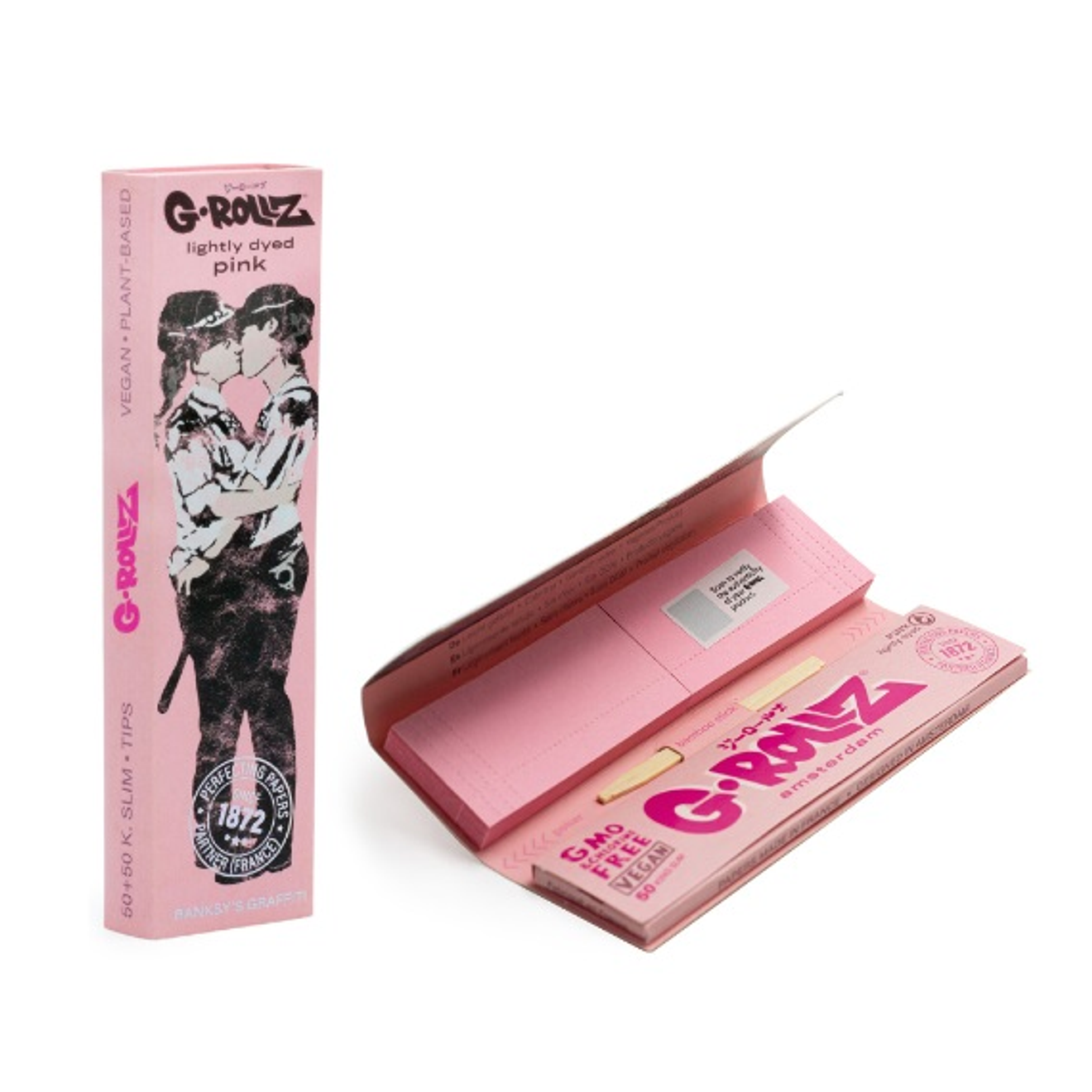 G-Rollz Papelillos King Size Lightly Dyed Pink + Tips  3