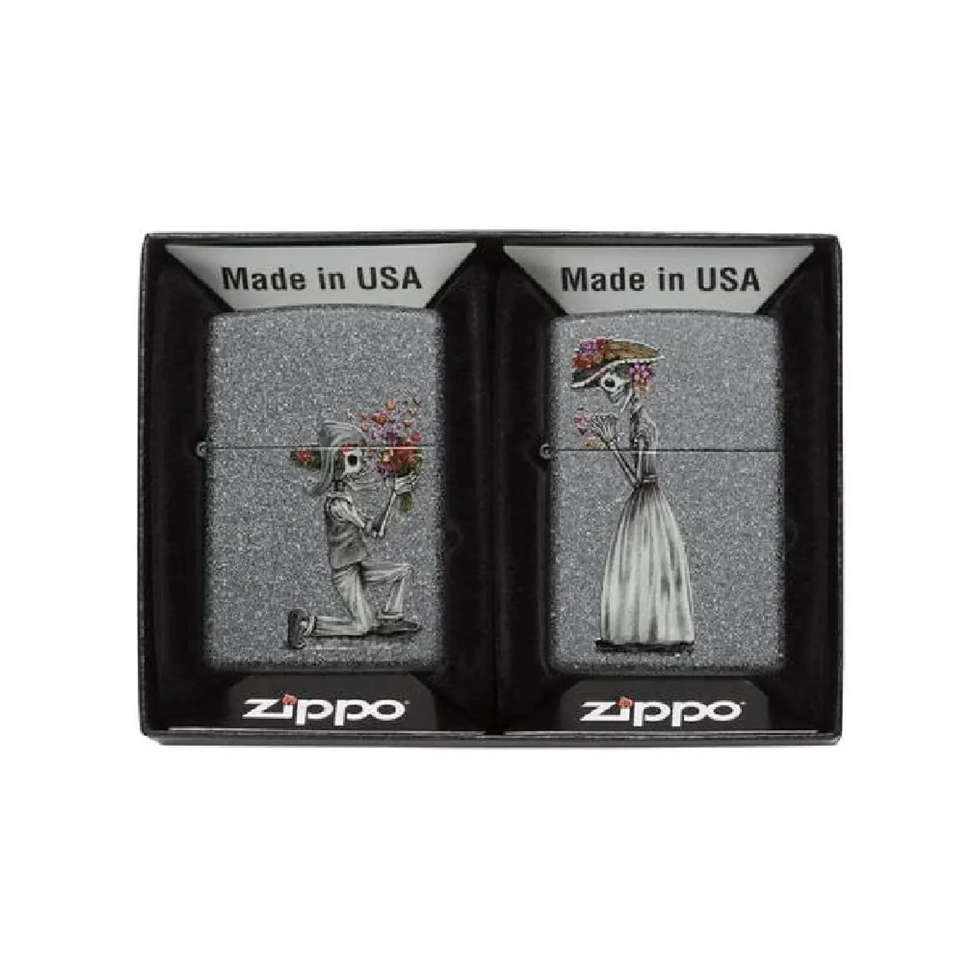 Set Encendedores Zippo Iron Stone Couple 1