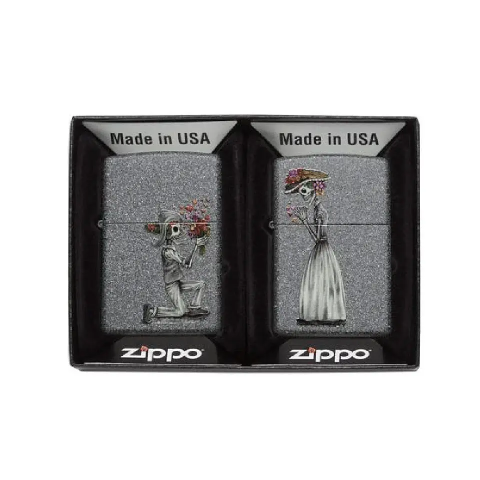 Set Encendedores Zippo Iron Stone Couple 1