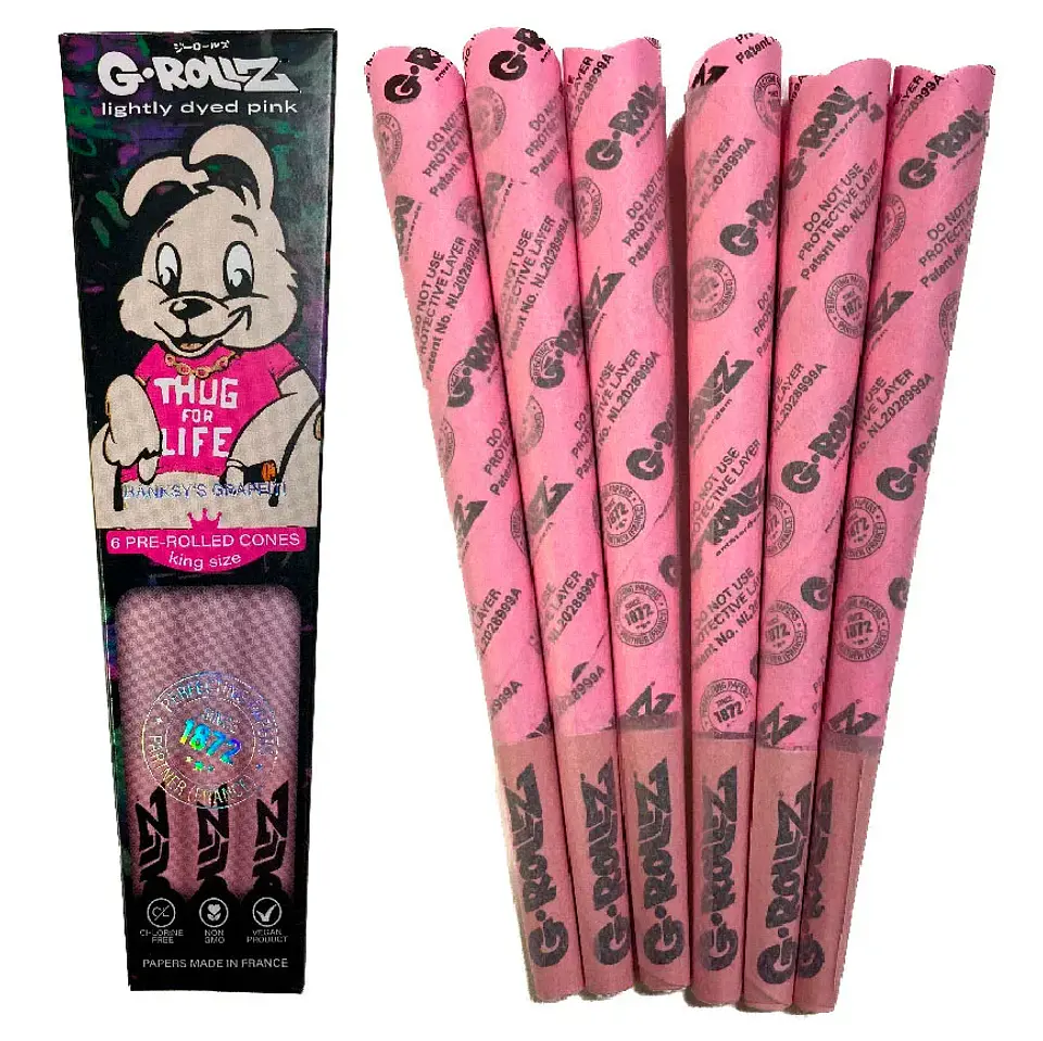 G-Rollz 6 Conos Pre Enrolados Lightly Dyed Pink King Size 1