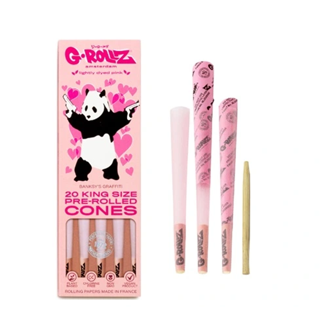 G-Rollz 20 Conos Pre Enrolados Lightly Dyed Pink King Size 3