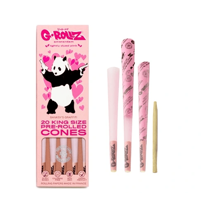 G-Rollz 20 Conos Pre Enrolados Lightly Dyed Pink King Size 3