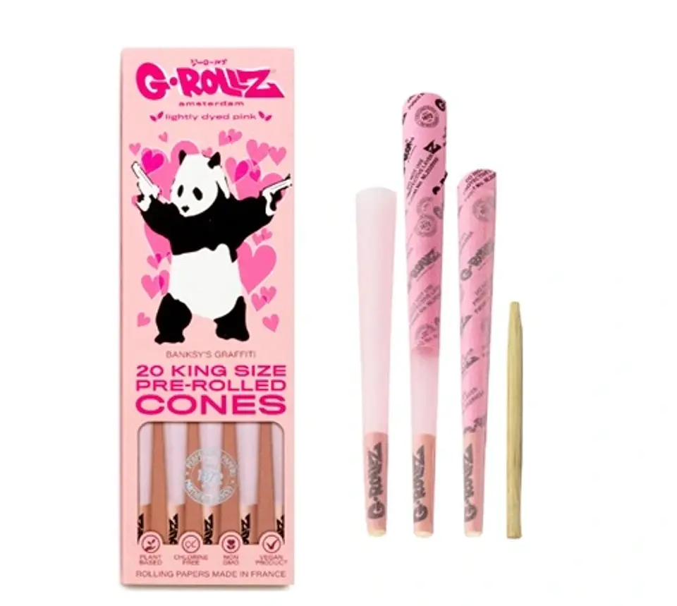 G-Rollz 20 Conos Pre Enrolados Lightly Dyed Pink King Size 3