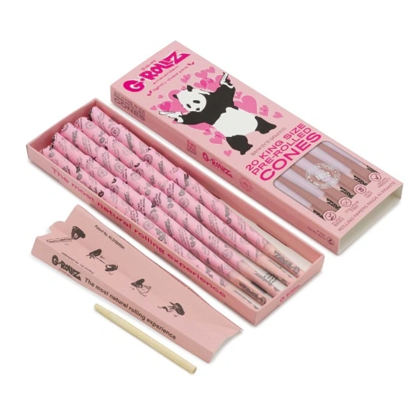 G-Rollz 20 Conos Pre Enrolados Lightly Dyed Pink King Size 1