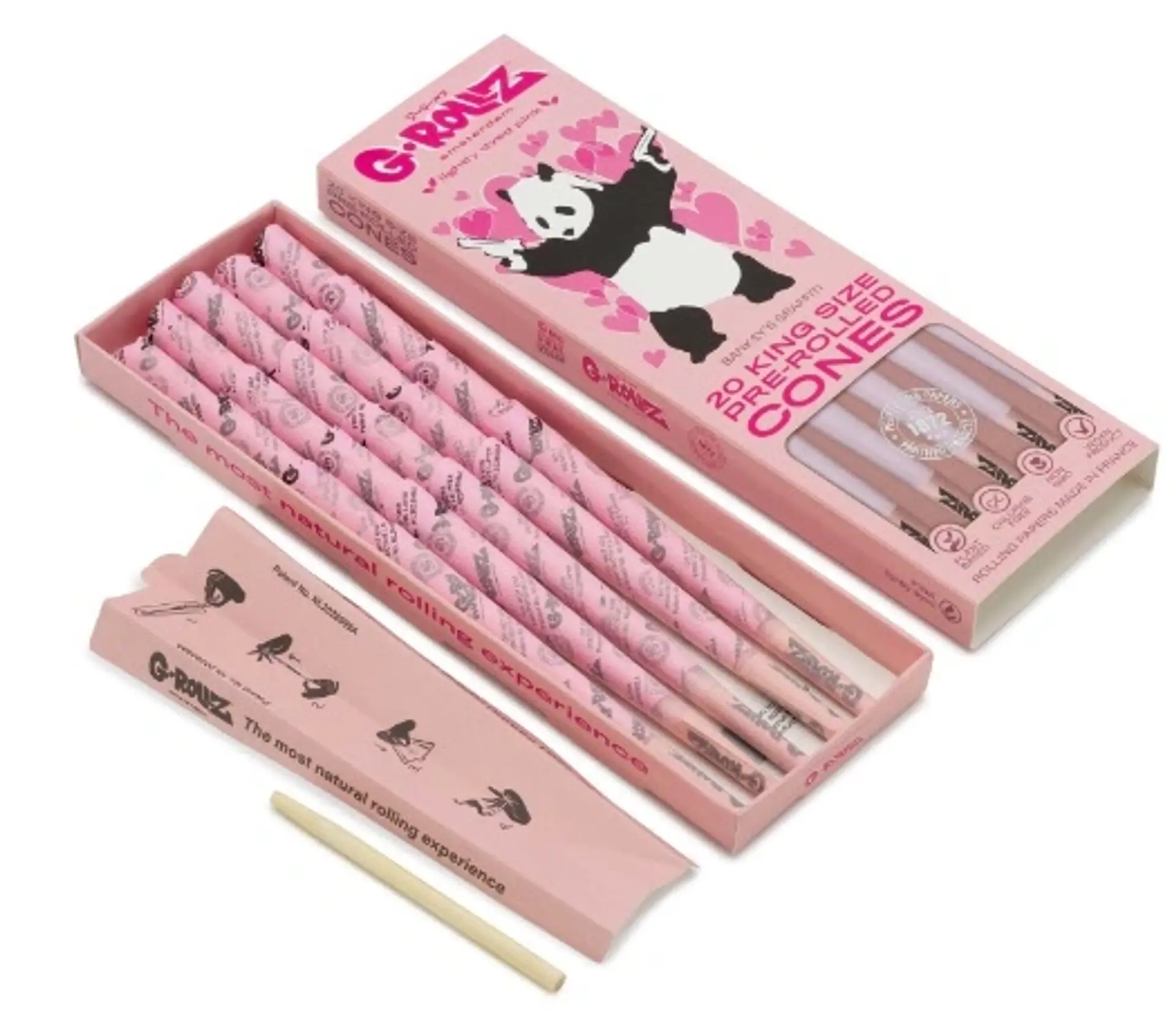 G-Rollz 20 Conos Pre Enrolados Lightly Dyed Pink King Size 1