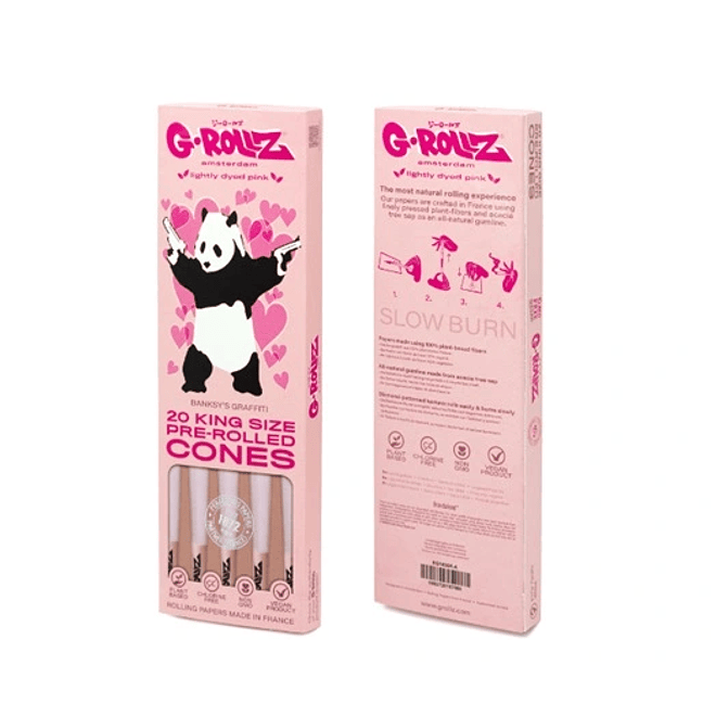 G-Rollz 20 Conos Pre Enrolados Lightly Dyed Pink King Size 2