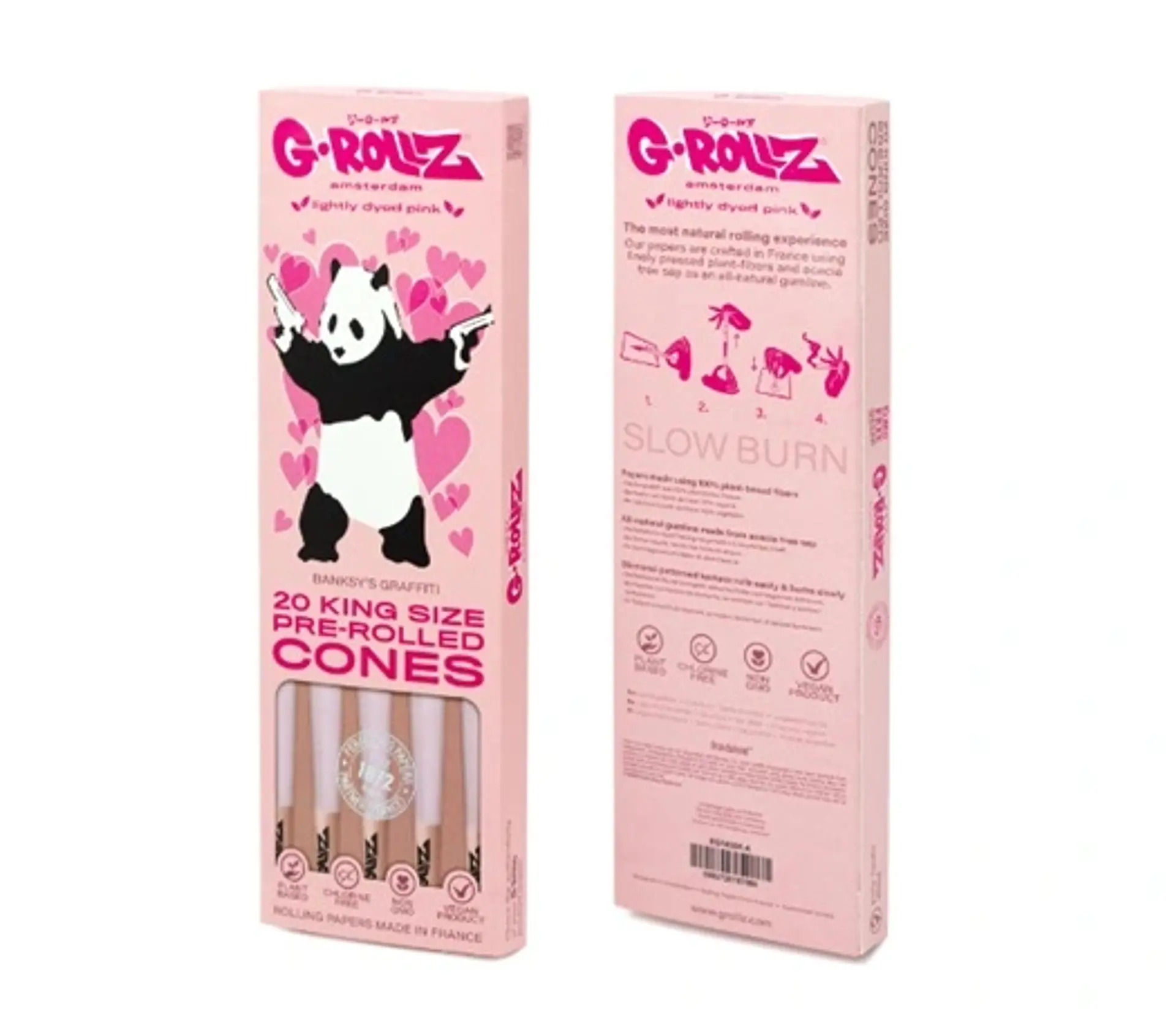 G-Rollz 20 Conos Pre Enrolados Lightly Dyed Pink King Size 2