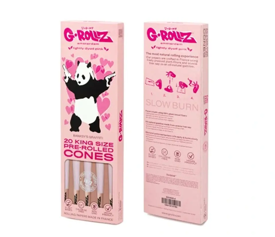 G-Rollz 20 Conos Pre Enrolados Lightly Dyed Pink King Size 2