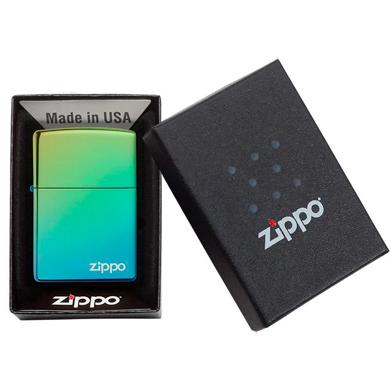Encendedor Zippo High Polish Teal Logo 3