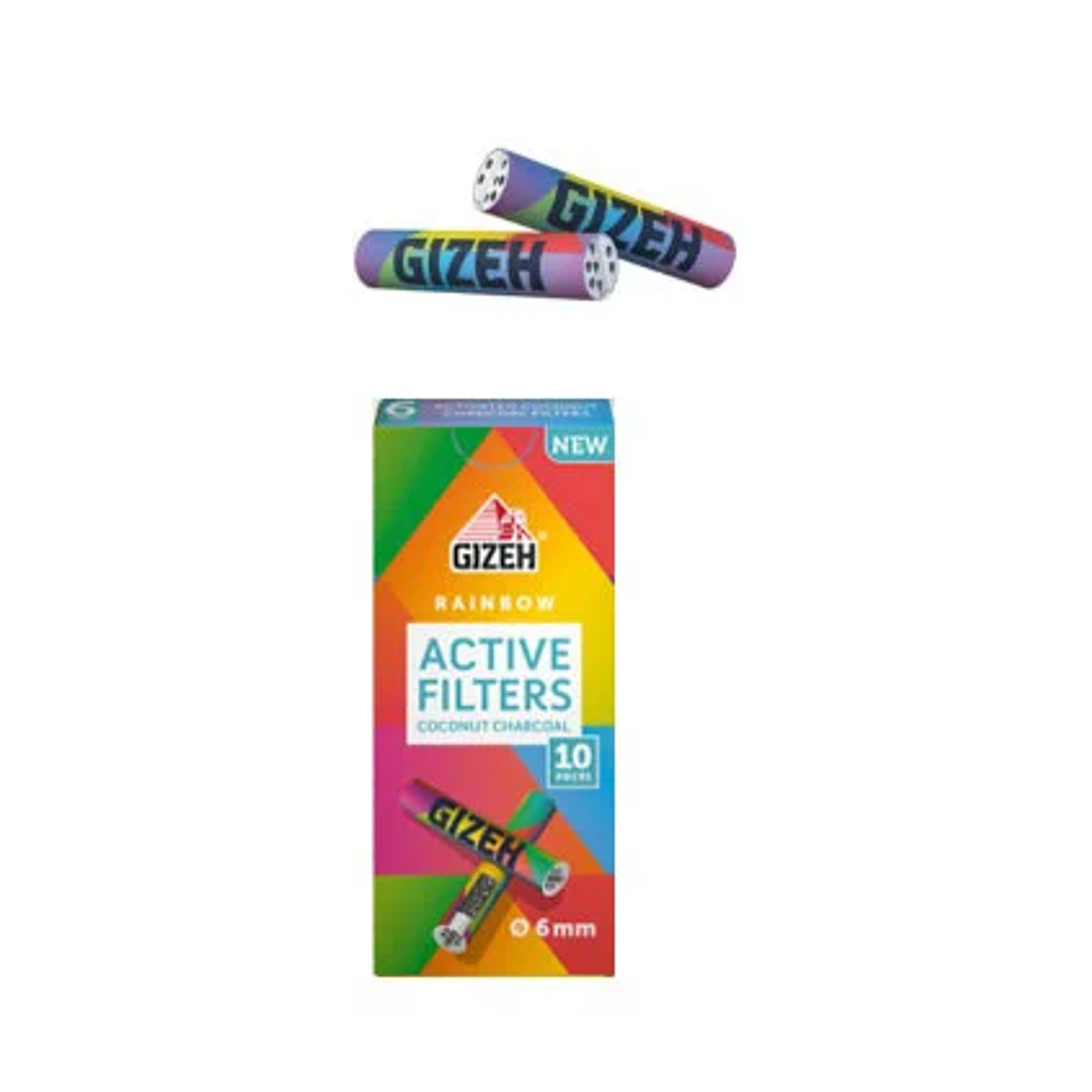 Boquillas Gizeh Carbón Activo Rainbow 6mm 10 uds 2